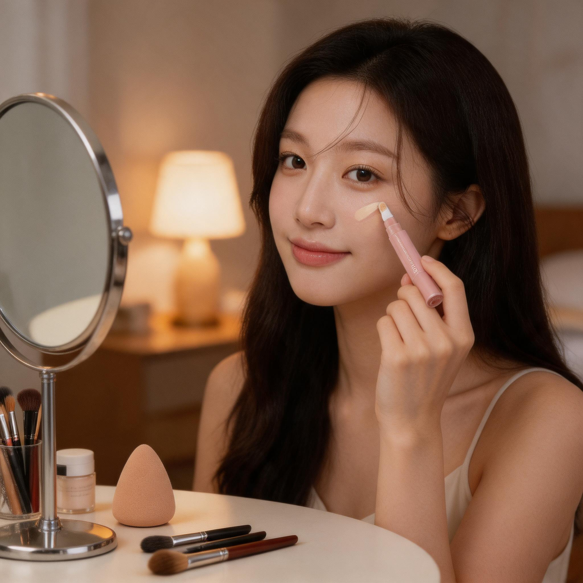Precision Point-Coating Liquid Concealer Pen with Angled Soft Cushion Brush